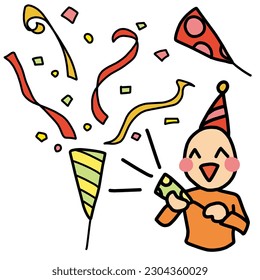 Clip art set of crackers and people ringing crackers