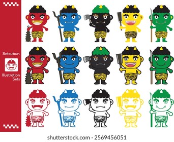 Clip art set of cute demons for Setsubun