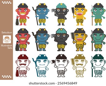 
Clip art set of cute demons for Setsubun