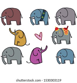 clip art set of elephant.vector illustration