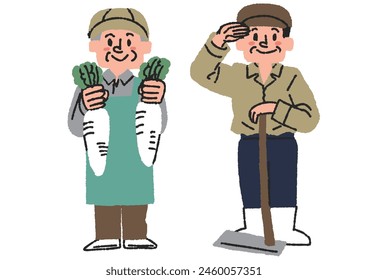 Clip art set of farmer's grandfather