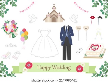 Clip art set of garden wedding