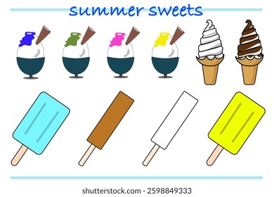 Clip art set of ice cream of summer ice candy