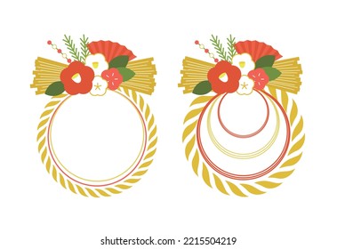 Clip art set of Japanese New Year's shimenawa decorations.
Camellia and plum blossoms are also available.
You can use them as New Year's card materials, frames for advertisements, etc.