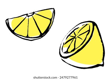 Clip art set of lemon of brush touch