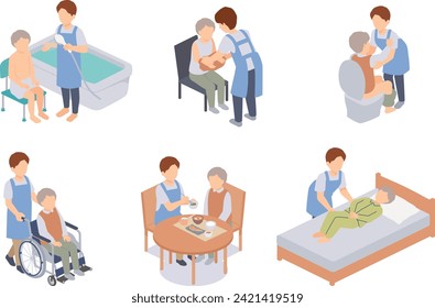 Clip art set of male elderly care