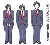 Clip art set of man in suit bowing Full Length