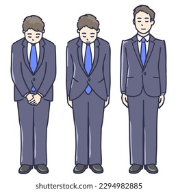 Clip art set of man in suit bowing Full Length