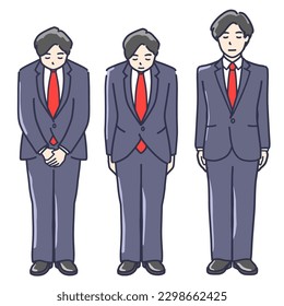 Clip art set of man in suit bowing Full Length