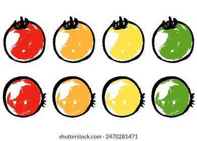 Clip ensemble de mini-tomates de différentes couleurs avec une touche de brosse