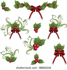 Clipkunstsatz mit mistletoen dekorativen Elementen