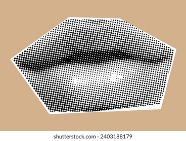 Clip art set Mouth and lips, smile, tongue, dots Punk y2k black and white collage elements, on colored background Retro