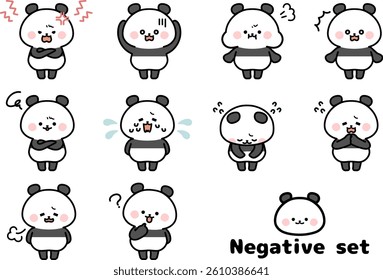 Clip art set of negative panda.