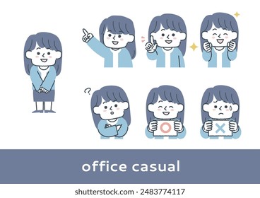 Clip art set of office lady of office casual