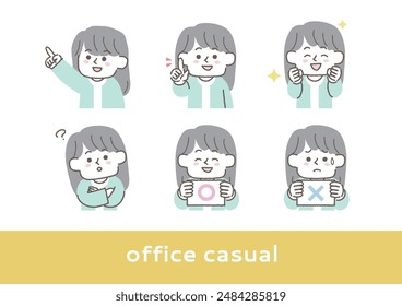 Clip art set of office lady of office casual