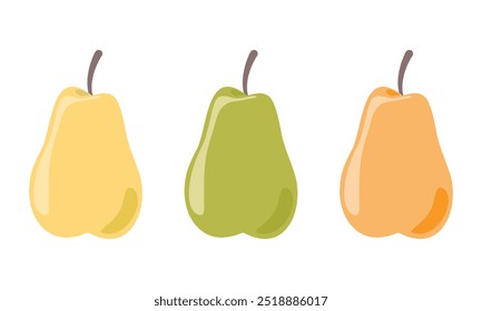 Clip art set of pears, on isolated background. Hand drawn background for Autumn harvest holiday, Thanksgiving, Halloween, seasonal, textile, scrapbooking.