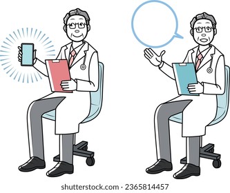 Clip art set of pose of doctor examining
