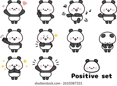 Clip art set of positive panda.