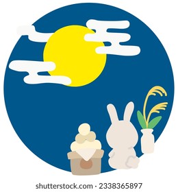 Clip art set of rabbit and accessories for moon viewing