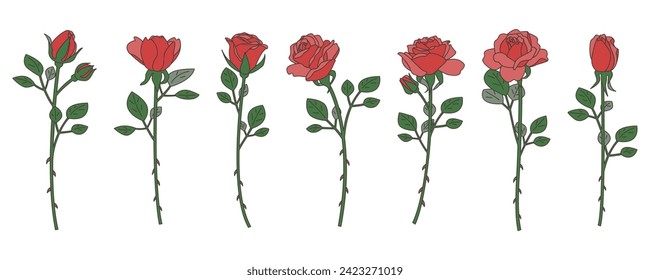 Clip art set of rose, variation material