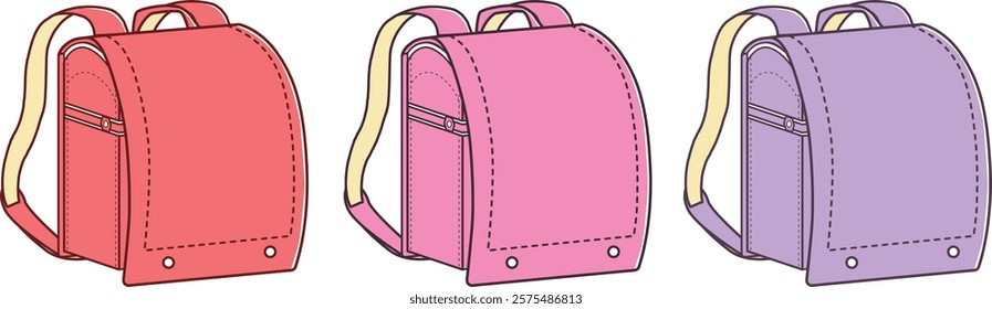 Clip art set of school bag Warm color