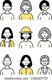 Clip art set of senior women.