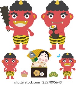 Clip art set for Setsubun: Red devil