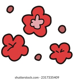 Clip art set of simple deformed plum blossoms