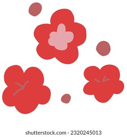 Clip art set of simple deformed plum blossoms