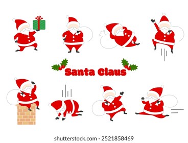 Clip art set of simple santa claus