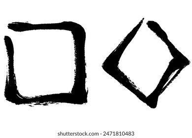 Clip art set of square and diamond shape with brush touch