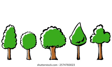 Clip art set of tree of brush touch