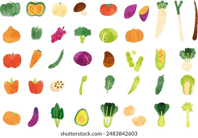 clip art set of vegetable watercolor