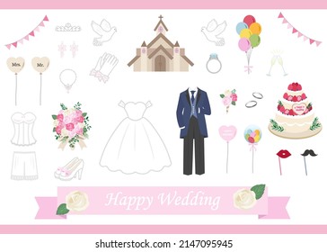 clip art set of wedding