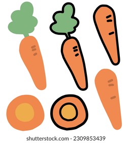 Clip art set of whole carrot or section