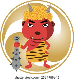 Clip art of Setsubun, a traditional Japanese spring event