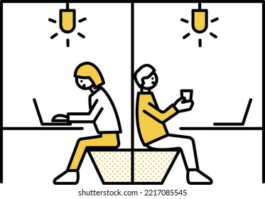 Clip art of shared office.