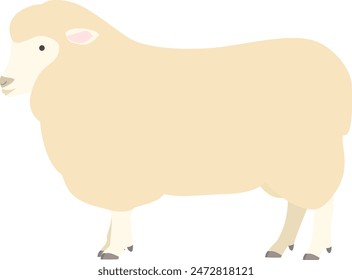 Clip art of a sheep seen from the side

