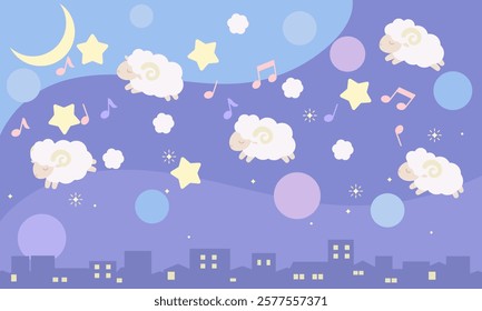 Clip art of sheep, star and music note