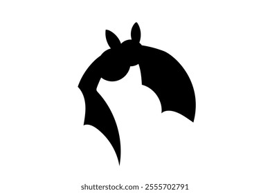 clip art of simple black bat silhouette