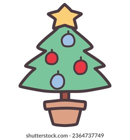 Clip art of simple Christmas tree with round ornaments