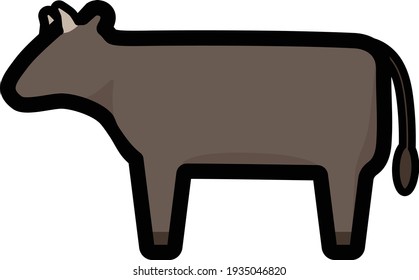 Clip art of simple and cute beef cattle