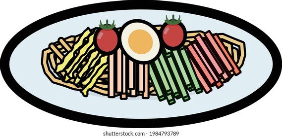 Clip Art Of Simple And Cute Chilled Chinese Noodles