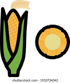 Clip art of simple and cute corn