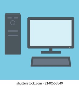 Clip Art Of Simple And Cute Desktop Computer