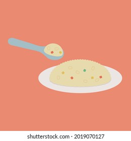 Clip Art Of Simple And Cute Fried Rice
