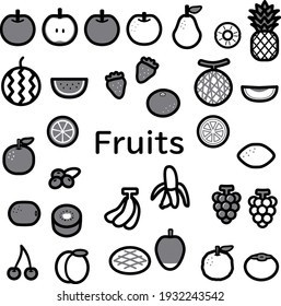 Clip art of simple and cute fruits