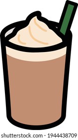 Clipart of simple and cute ice café latte