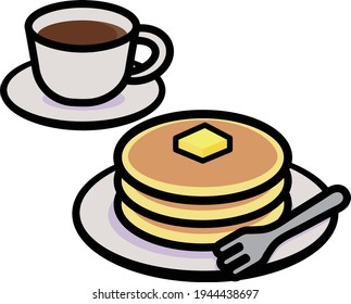 Clip art of simple and cute pancake set 
