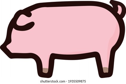 Clip art of simple and cute pig